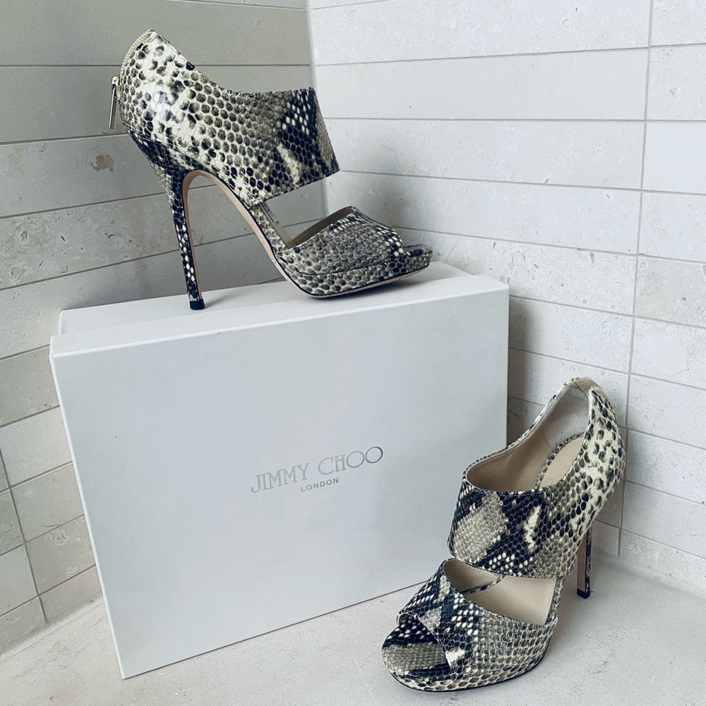 Jimmy Choo snake print leather high heels